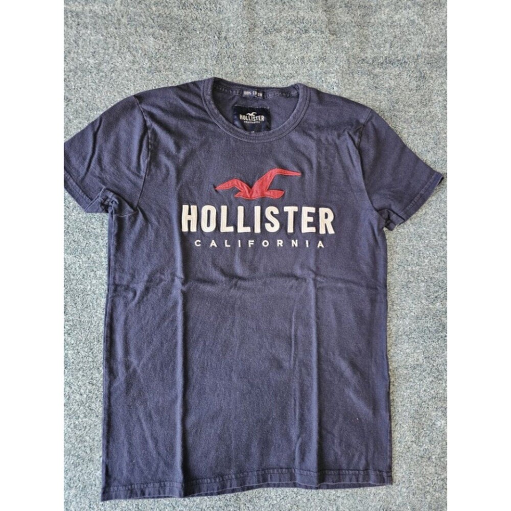 Hollister California Graphic Logo T-Shirt Navy Blue Short Sleeve Men’s XS
